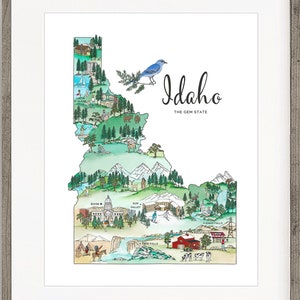 Idaho Art, Idaho Print, Map Art of Idaho