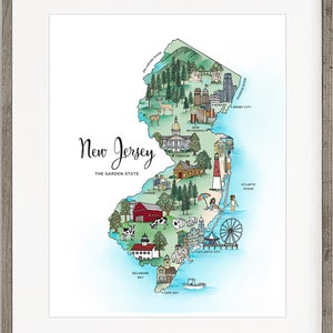 New Jersey Art, New Jersey Print, Map Art of New Jersey