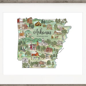 Arkansas Art, Arkansas Print, Map Art of Arkansas