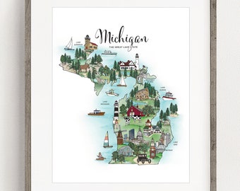 Michigan Illustrated Travel Map