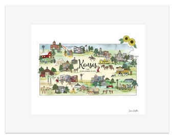 Kansas Map Art Print