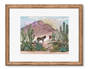Wild Horses, Chasing Freedom, Print: Signed with Mat (11x14)