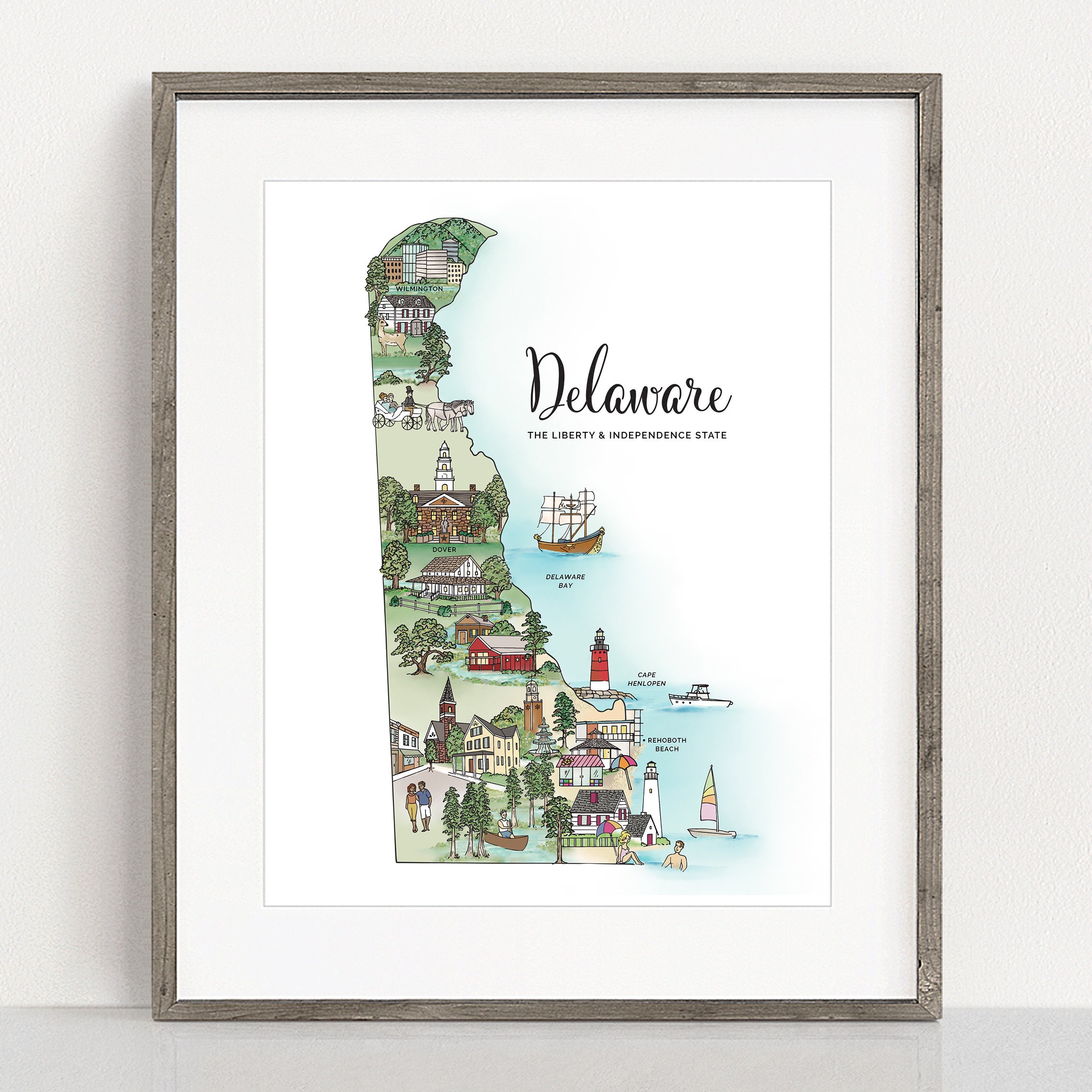Delaware Map Art Print - Etsy