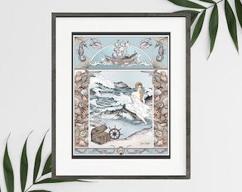 The Lady of the Tides Print in 11x14 mat