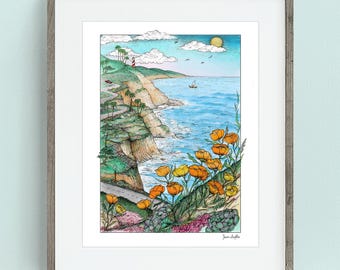 California Coast Highway 1, Print in 11x14 mat