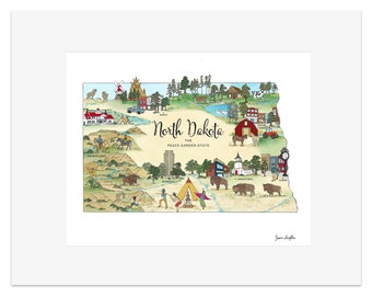 North Dakota Map Art Print