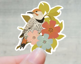 Bird vinyl die cut sticker, Northern Flicker 3" x 2.86"