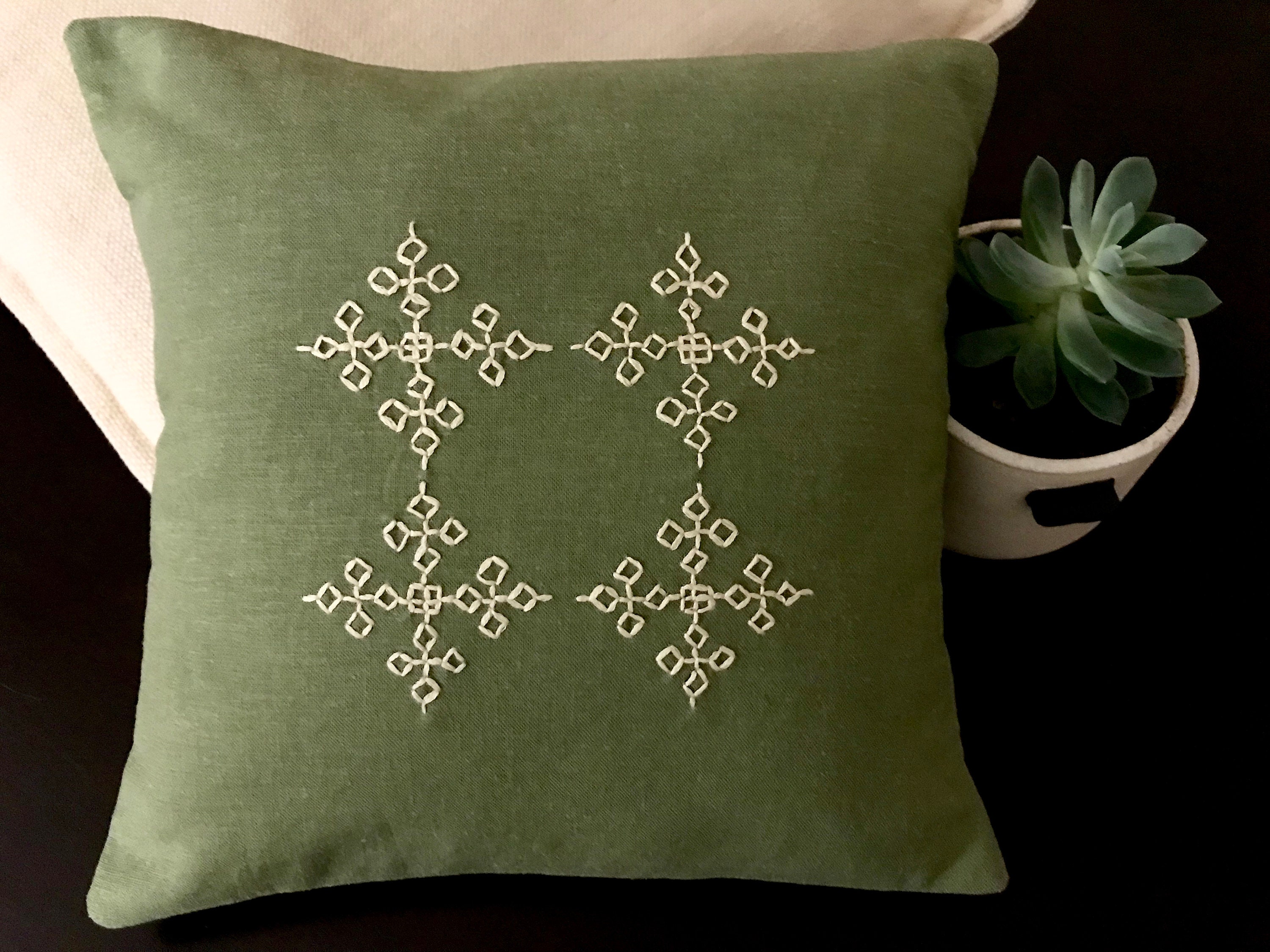 Hand embroidered pillow Kasuti pillow cover 25.4cm x 25.4 cm Etsy