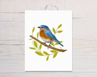 Mothers day card,Eastern blue bird greeting card, Any occasion A2 size blank card with kraft envelope, Card for him, Card for teacher