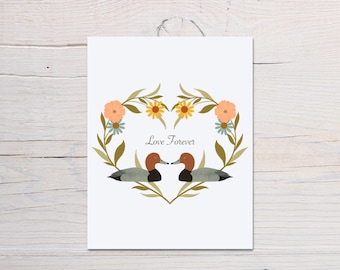 VALENTINES DAY CARD - Love forever card- Happy Vday card -Bird greeting cards, Vday card for boyfriend- 4.25 x 5.5" greeting card