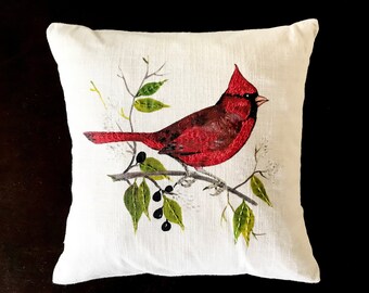 cardinal bird throw pillows