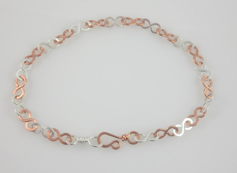 Silver Filled and Copper Two Tone Wire Infinity Link Bracelet