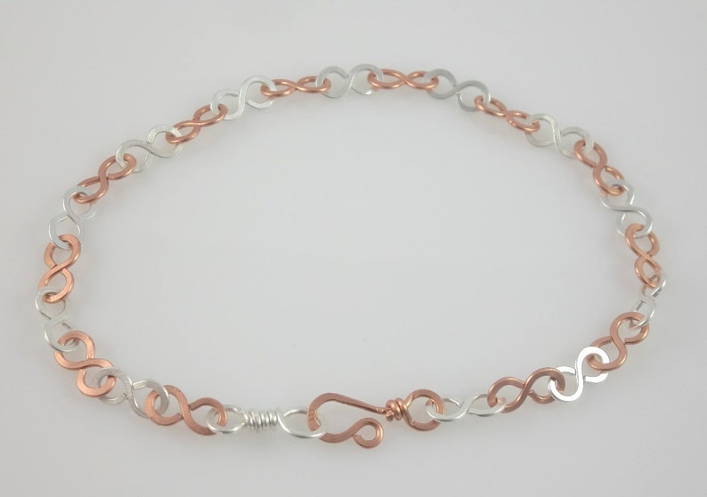 Silver Filled and Copper Two Tone Wire Infinity Link Bracelet