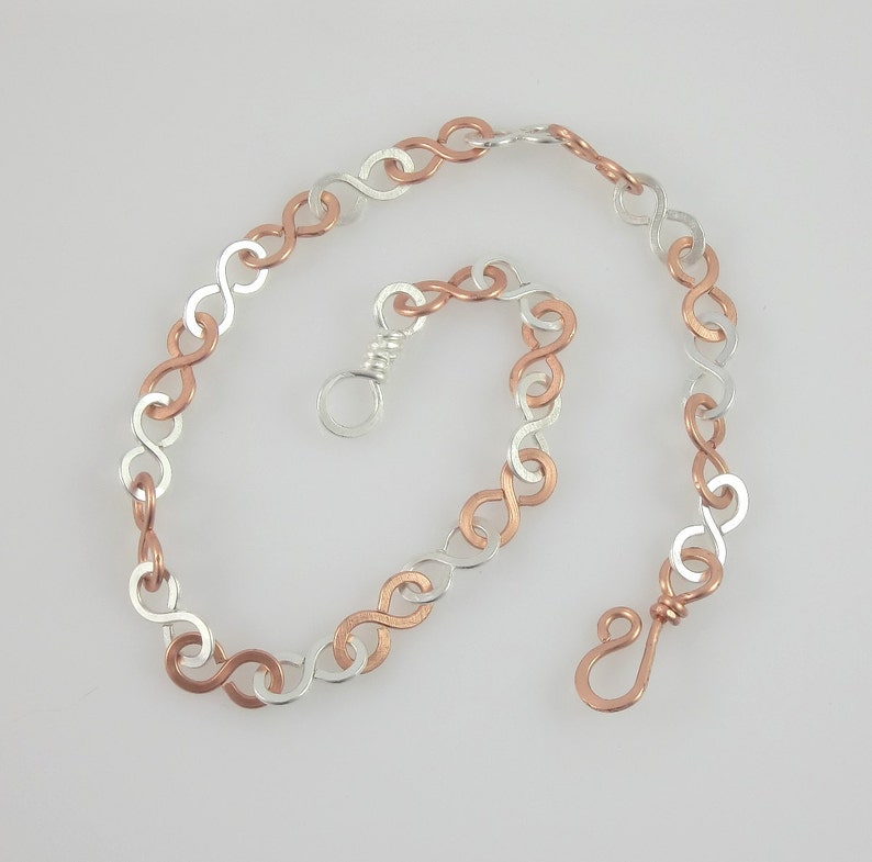 Silver Filled and Copper Two Tone Wire Infinity Link Bracelet