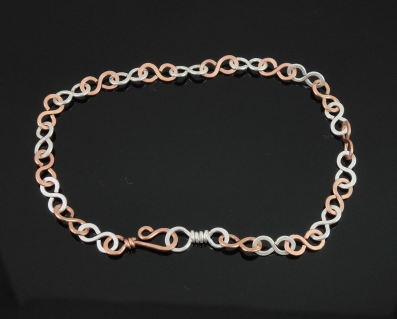 Silver Filled and Copper Two Tone Wire Infinity Link Bracelet
