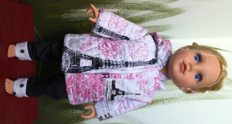 Quilted Hooded Jacket Pants and Bag Set for 18 Inch Dolls