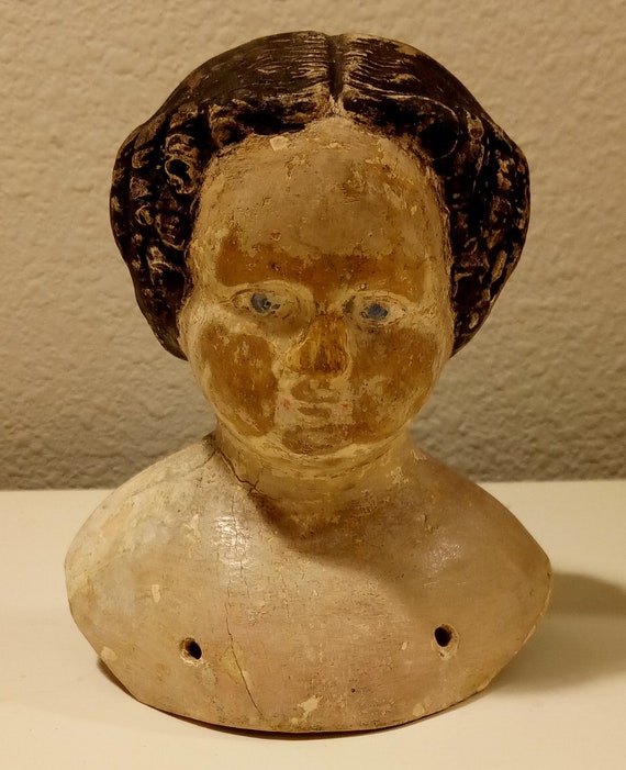 Circa 18401850 Paper Mache Doll Head in Original Paint. Etsy