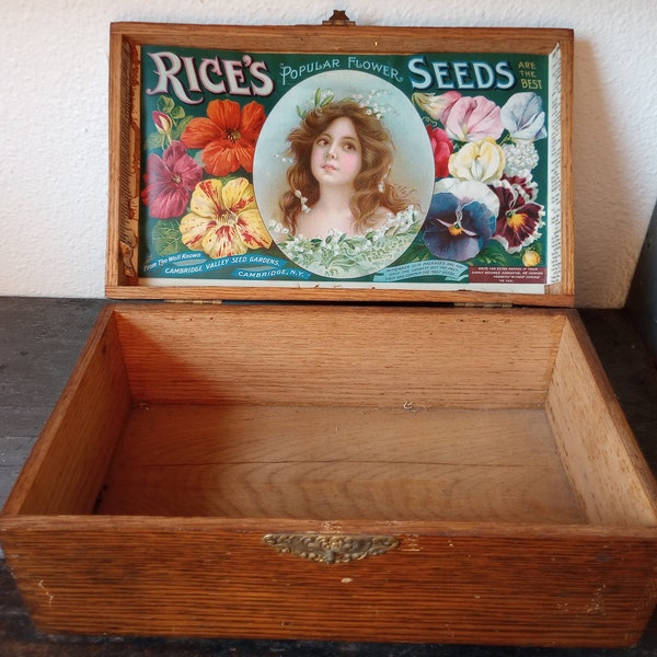 Circa 1900 Rice's Seed Box.