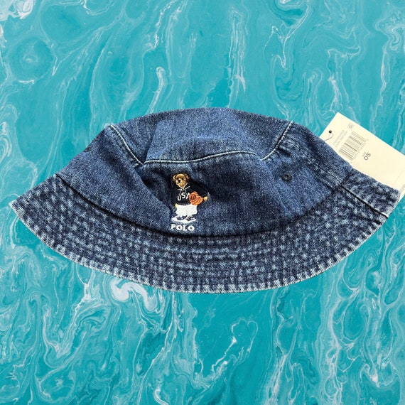 Polo Ralph Lauren Bucket Hat Denim Embroidered Teddy Bear 90s - Etsy