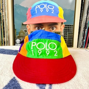 Ralph Lauren Custom Polo 1992 Panel Long Bill Colourblock Cap. 92. Spellout 90s Stadium Vintage Style. Etsy