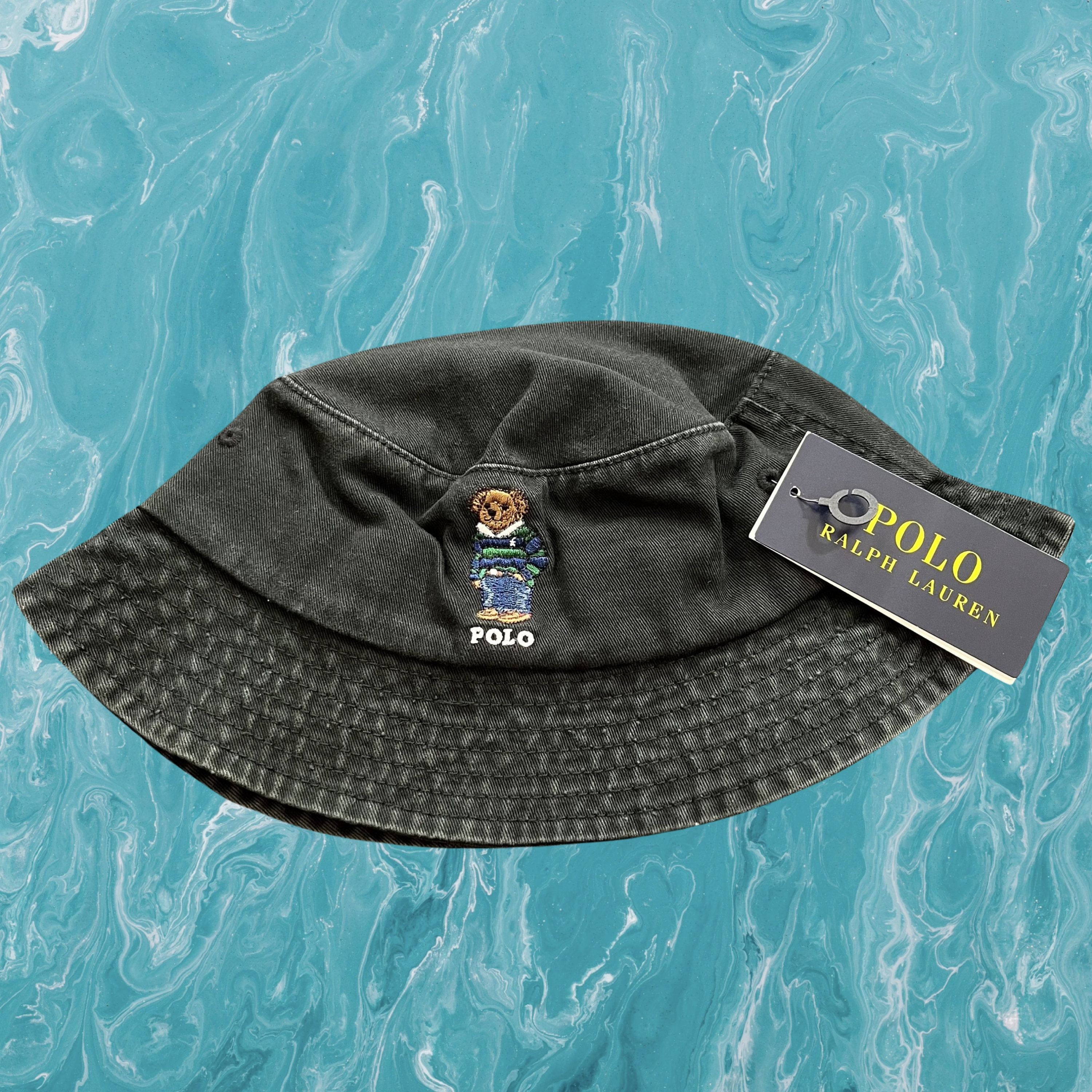Polo Ralph Lauren Bucket Hat Embroidered Teddy Bear 90s 