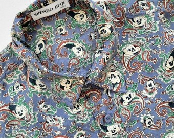 Vintage Rare 90s Unique Mickey Mouse Paisley Button Up Shirt. Super thin and good quality perfect for summer. Wengo Gi-Gi Italy. Iceberg jea
