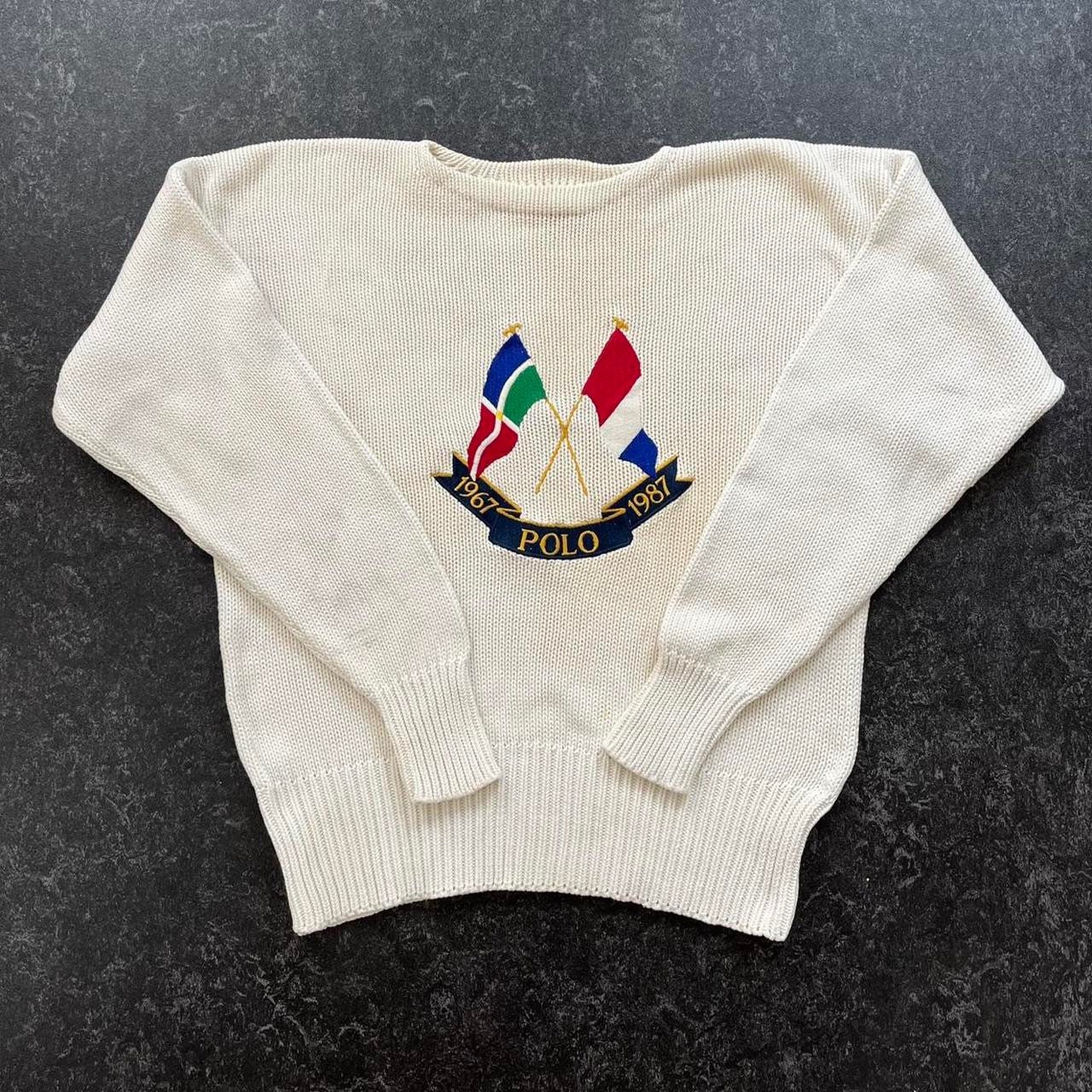 Vintage OG Polo Ralph Lauren Cross Flags Knitted Sweater 80s - Etsy
