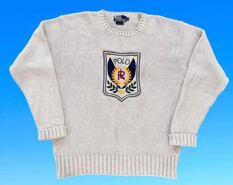 Vintage Rare OG Polo Ralph Lauren Uni Crest Knitted Wool
