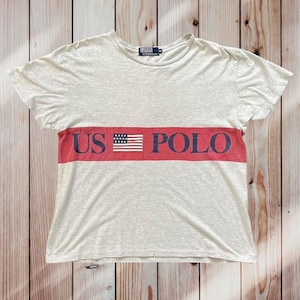 Vintage Polo Ralph Lauren US Flagge Polo-T-Shirt 90s