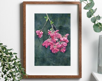 Sweet Pea 8x10 Watercolor Print, matted, floral, pink, painting, botanical, garden, baby, wall decor, wall art