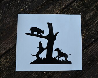 Bobcat Hounds Running Treed Hunting Decal