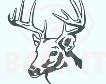 Buck Deer Head SVG, PDF, PNG, eps, dxf Digital Download Cut File for decals, shirts and more