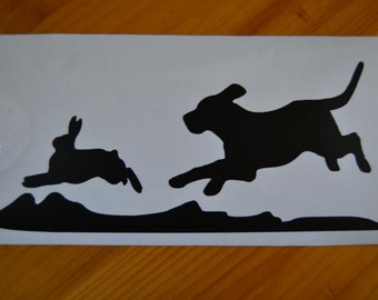 Vinyl Decal Beagle Chasing Rabbit Hunt Hunting Truck Country Bumper ...
