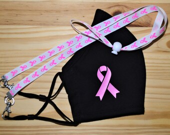 Breast Cancer Awareness Pink Ribbon Adult Cotton Washable Adjustable Face Mask