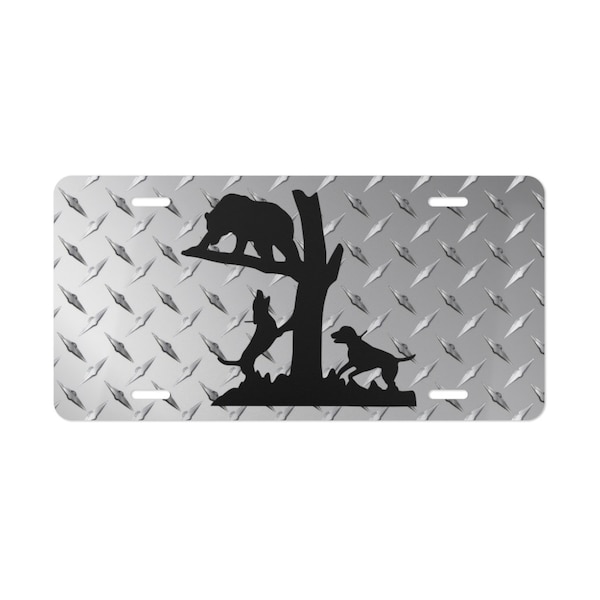 Hounds Bear Hunting Diamond License Plate