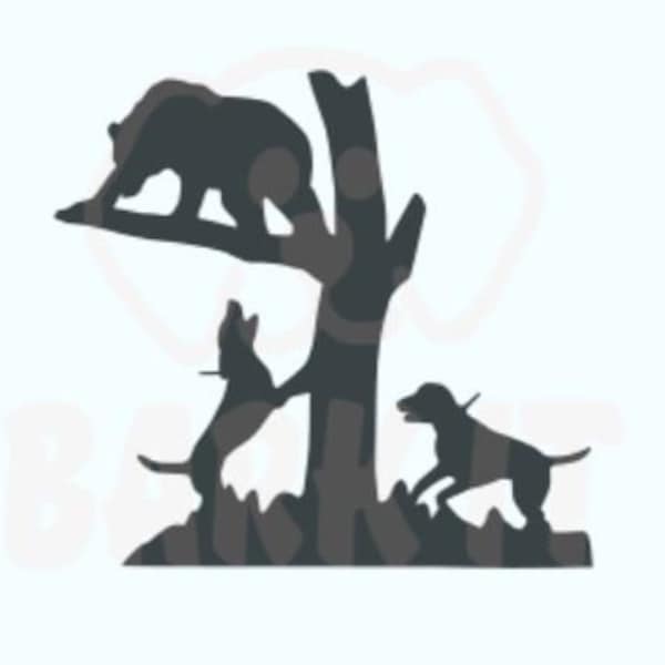 Hounds Treed Bear Hunting SVG, PDF, PNG, eps, Digital Download Cut File