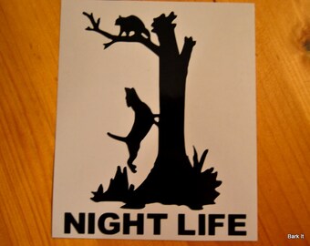 Outdoor Vinyl Coon Hunting "Night Life" Decal