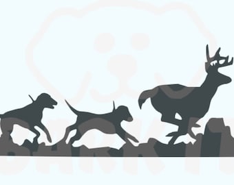 Hound Dogs Chasing Deer SVG, PDF, PNG, Eps, Digital Download