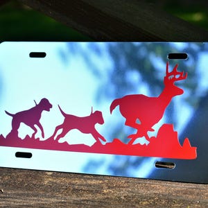 Deer Hunt Hounds Chasing Deer Custom Mirrored License Plate