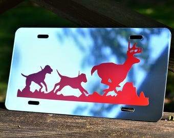 Deer Hunt Hounds Chasing Deer Custom Mirrored License Plate