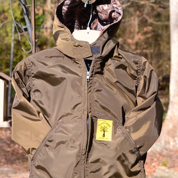 Youth Camo Lined Briar Proof Nylon Hunting Coat