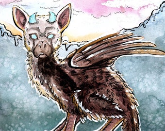 Trico ~ The Last Guardian ~ Fantasy ~ Watercolor Painting ~ 5x7 11x17 Print