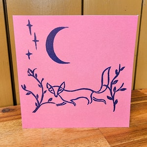 Hand Stamped Fox Card