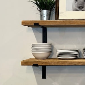 HEAVY DUTY FLOATING shelf, Free Shipping, Kitchen Shelf, Bathroom shelf, Industrial Rustic Shelving, Wood Metal Shelf, Z Bracket