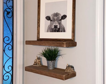 Reclaimed Barn Beam Floating Shelves, Rustic Farmhouse Style