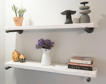 Ships in 7-9 Days (bus.) White Floating Shelf, Reclaimed Wood Floating Shelf, Floating Shelf Bracket, Wood Floating Shelf, Shelf