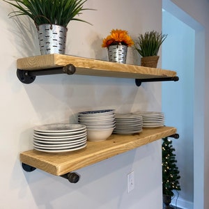 FREE SHIPPING HEAVY Duty Wood and Pipe Floating shelf, Kitchen shelf, Bathroom Shelf, Pantry shelf, Industrial Shelf, Rustic Shelf