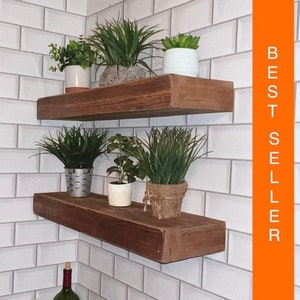 Fast Easy Mount Floating Shelf Reclaimed Wood Shelves Industrial Rustic Wall Wooden Modern Farmhouse Walnut Mahogany Shelfs Kitchen Old