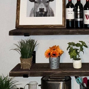 RECLAIMED WOOD shelf, Floating shelf, Industrial Rustic Style shelf, &quot;J&quot; bracket shelf