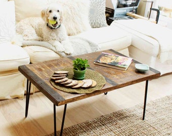 MODERN MID-CENTURY Coffee Table, Solid Wood Coffee Table, Rustic Farmhouse Coffee Table, Reclaimed Wood Coffee Table, Custom Coffee Table